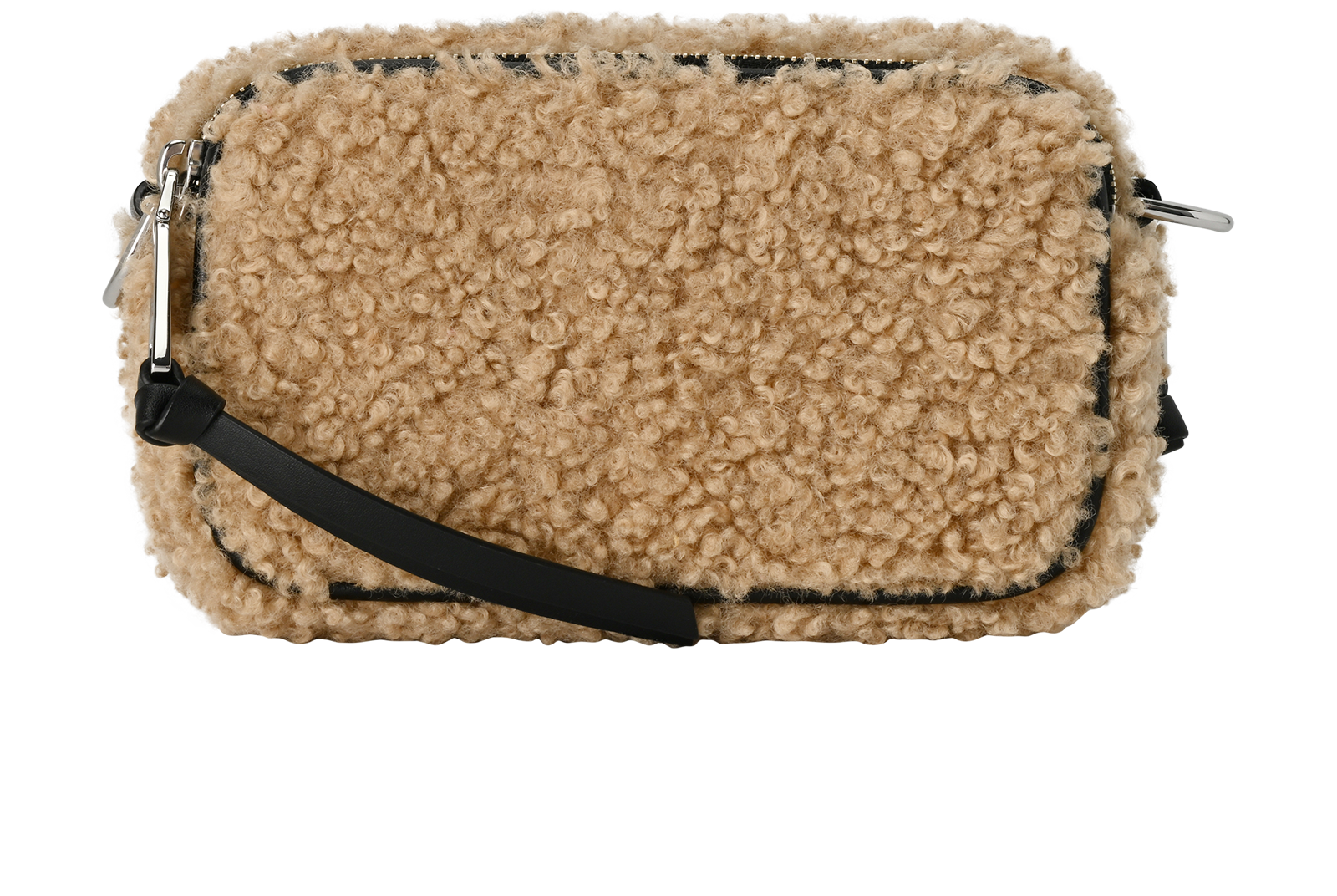 The Snapshot Teddy, &pound;190, Handbags, Beige/Black, Shearling, Back view